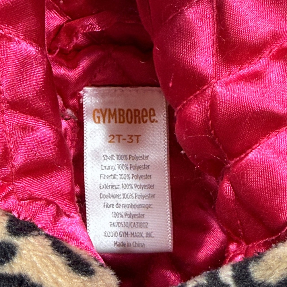 Gymboree Faux Fur Jacket Girls 2T-3T Leopard Print Hooded Ears Pink Lining Coat - Picture 6 of 8